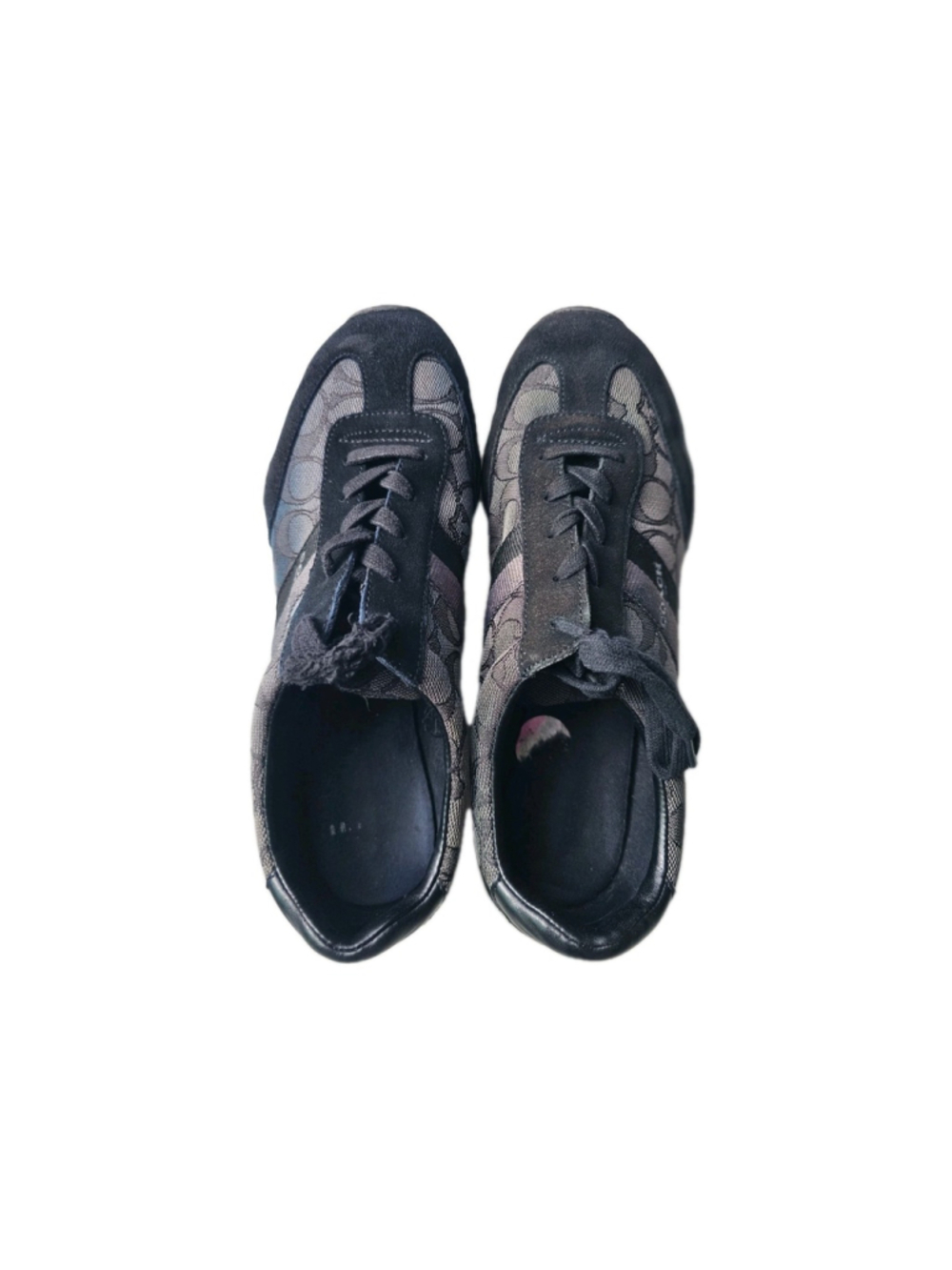 Coach Kelson Tennis Shoes Womens 8B Black Grey Signature Canvas Suede Low Tops - Picture 16 of 16
